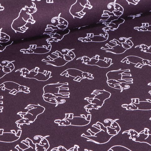 Tissu Coton imprimé Elephants sur fond Bleu marine
