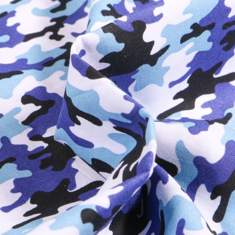 Tissu Coton imprimé LittleBird Camouflages sur fond Bleu