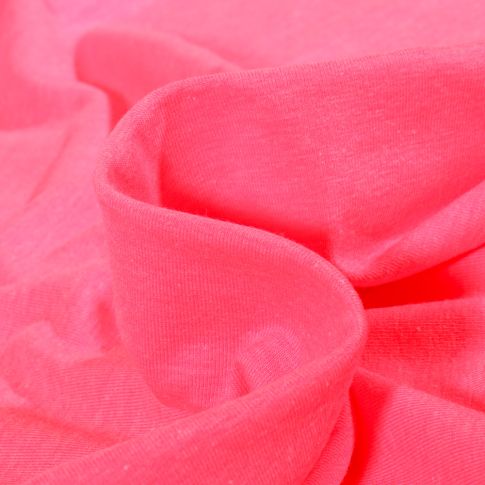 Tissu Jersey Coton uni Rose fluo