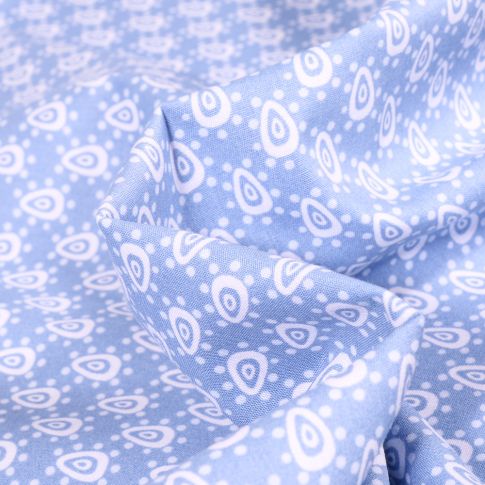 Tissu Coton imprimé LittleBird Gouttelette sur fond Bleu ciel