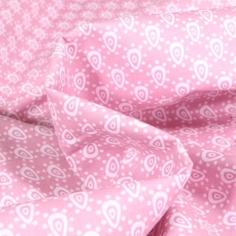 Tissu Coton imprimé LittleBird Gouttelette sur fond Rose bébé