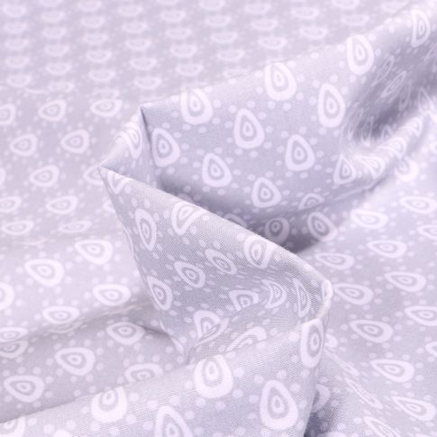 Tissu Coton imprimé LittleBird Gouttelette sur fond Gris clair