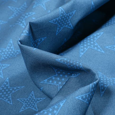 Tissu Coton imprimé Etoiles étoilés sur fond Bleu