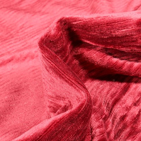 Tissu Velours Jersey côtelé uni unicolour sur fond Rouge
