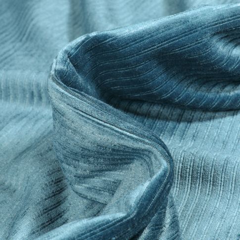 Tissu Velours Jersey côtelé uni Bleu pétrole