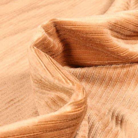 Tissu Velours Jersey côtelé uni Camel