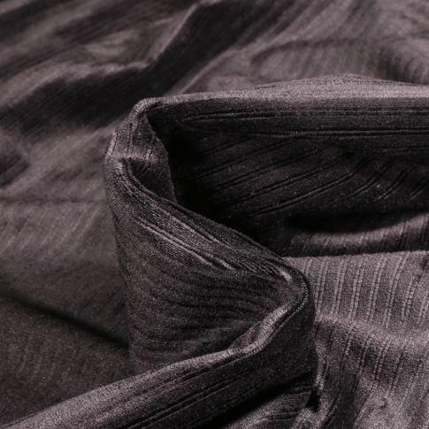 Tissu Velours Jersey côtelé uni Noir