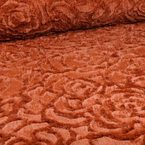 Tissu Fausse fourrure Rosa sur fond Brique