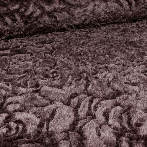 Tissu Fausse fourrure Rosa sur fond Marron foncé