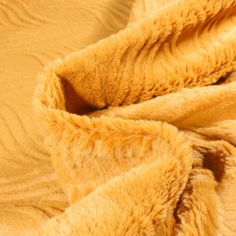 Tissu Fausse fourrure Wavy sur fond Jaune moutarde