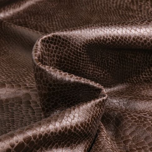 Tissu Suédine extensible Reptiles sur fond Marron
