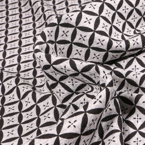 Tissu Jersey Viscose  Hexagones et ronds sur fond Gris clair