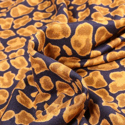 Tissu Jersey Viscose  Appoline sur fond Bleu marine