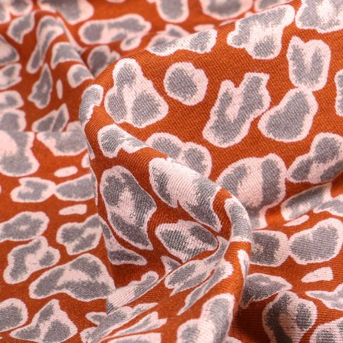 Tissu Jersey Viscose  Appoline sur fond Orange