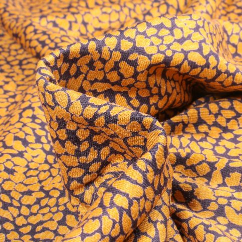Tissu Jersey Viscose Alba Taches jaunes sur fond Noir
