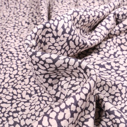 Tissu Jersey Viscose Alba Taches blanches sur fond Noir