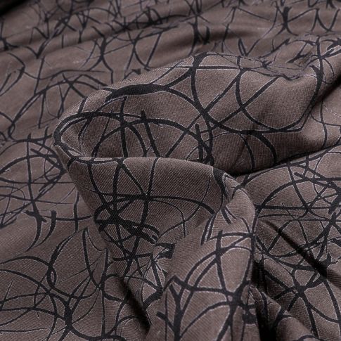 Tissu Jersey Viscose Motifs abstraits sur fond Gris foncé