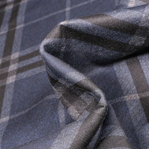 Tissu Jersey Milano Grands carreaux sur fond Bleu