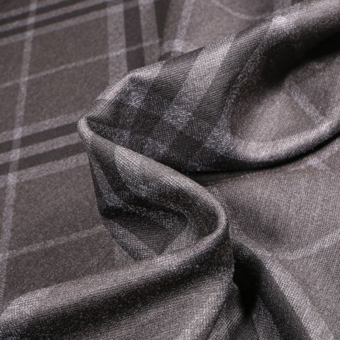 Tissu Jersey Milano Grands carreaux sur fond Gris