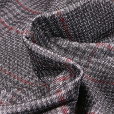 Tissu Jersey Milano Karl rouge sur fond Gris