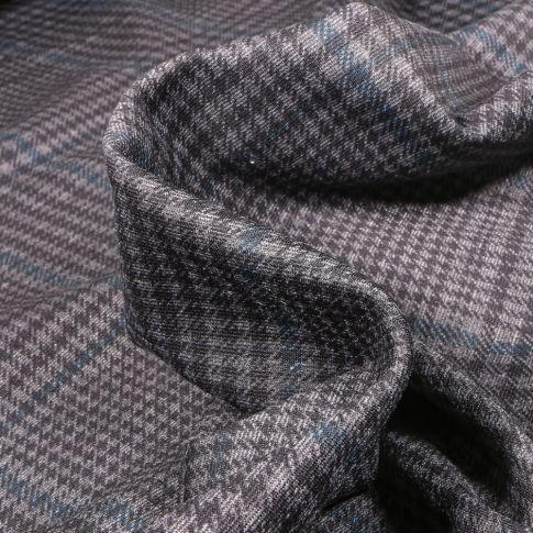 Tissu Jersey Milano Karl pétrole sur fond Gris