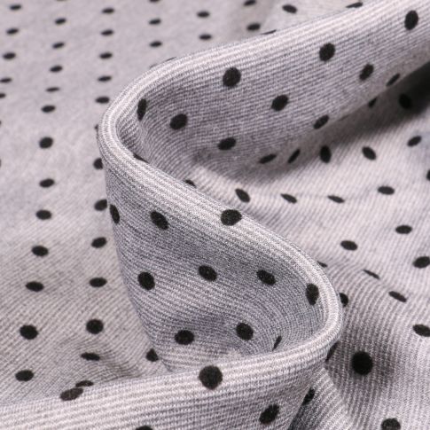 Tissu Jersey Milano London Pois velours sur fond Gris clair