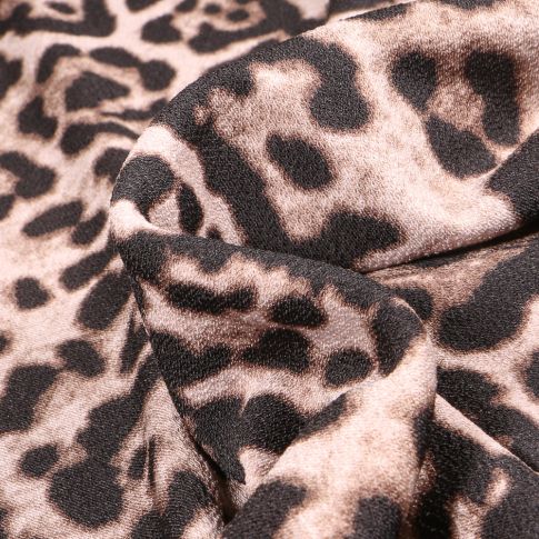 Tissu Crêpe extensible Léopard sur fond Beige