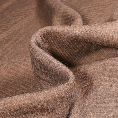 Tissu Maille extensible Texturé rayé sur fond Marron clair
