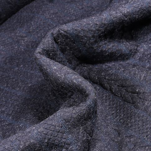 Tissu Sweat Polyviscose Tréssé sur fond Bleu nuit
