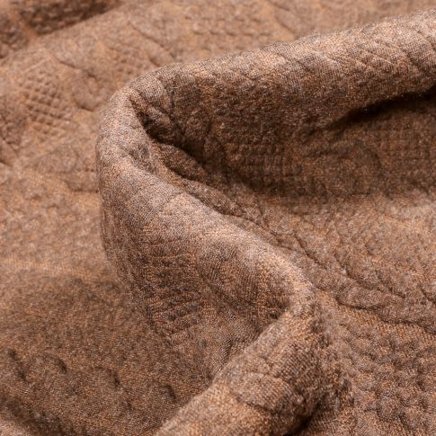 Tissu Sweat Polyviscose Tressé sur fond Marron
