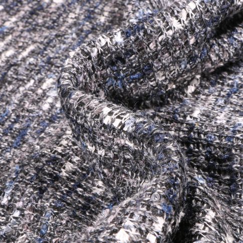 Tissu Maille chenille Sequins sur fond Bleu