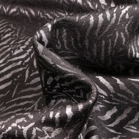 Tissu Jersey Milano métallisé Zébré sur fond Noir