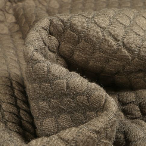 Tissu Sweat matelassé Eleonora Alvéolé sur fond Vert kaki