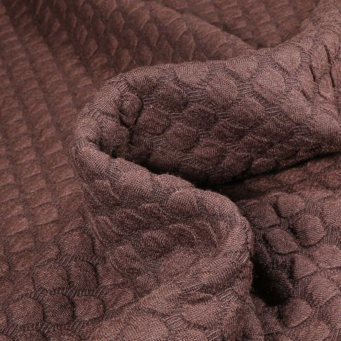 Tissu Sweat matelassé Eleonora Alvéolé sur fond Marron chocolat