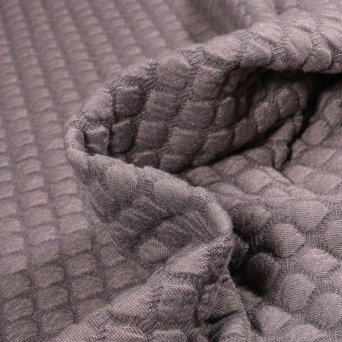 Tissu Sweat matelassé Eleonora Alvéolé sur fond Gris