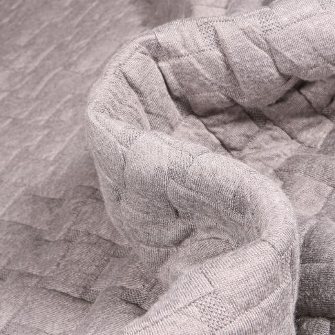 Tissu Sweat matelassé Rectangle sur fond Gris