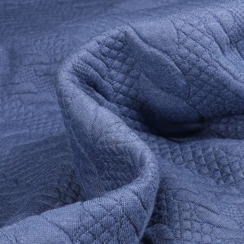 Tissu Sweat matelassé Torsade sur fond Bleu