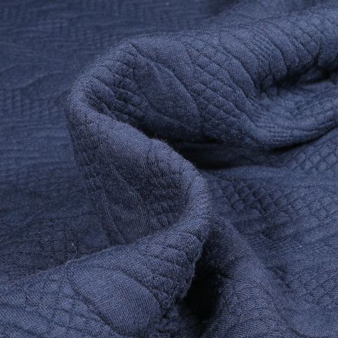 Tissu Sweat matelassé Torsade sur fond Bleu denim