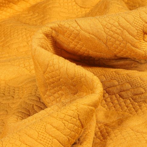 Tissu Sweat matelassé Torsade sur fond Jaune
