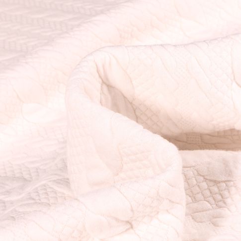 Tissu Sweat matelassé Torsade sur fond Blanc cassé