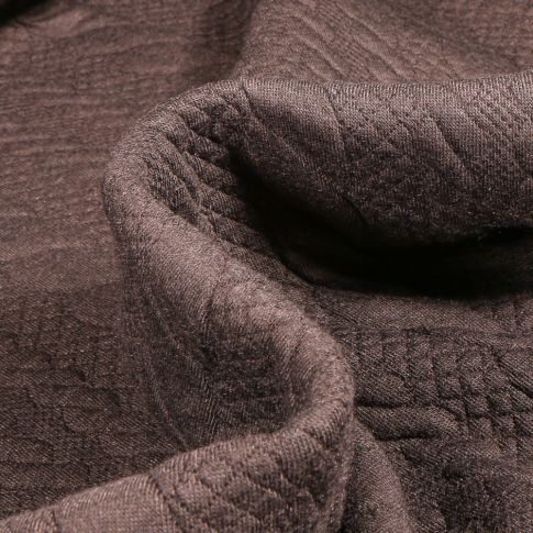 Tissu Sweat matelassé Torsade sur fond Marron