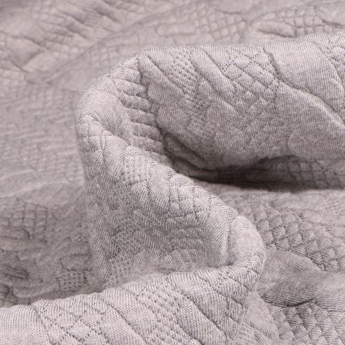 Tissu Sweat matelassé Torsade sur fond Gris chiné