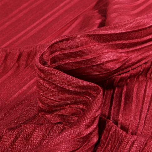 Tissu Maille Plissé uni Rouge