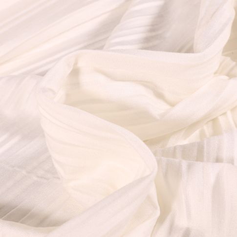 Tissu Maille Plissé uni Blanc