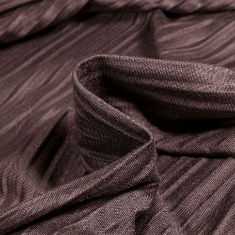 Tissu Maille Plissé uni Cacao