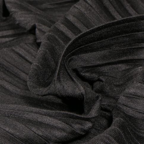Tissu Maille Plissé uni Noir