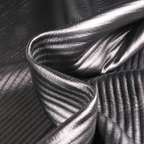 Tissu Doudoune  Côtelé sur fond Argent