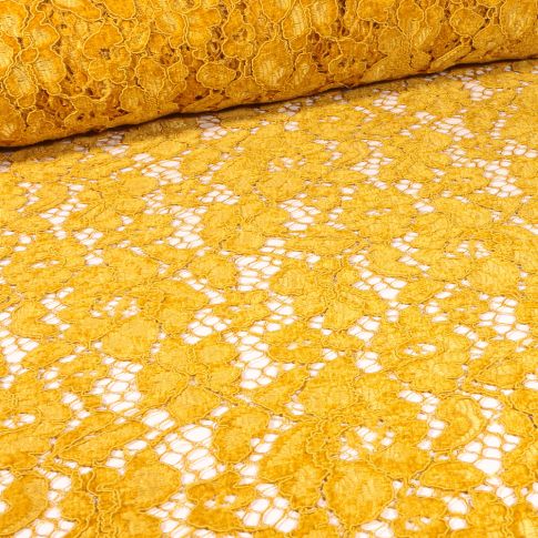 Tissu Dentelle chenille Lara Jaune