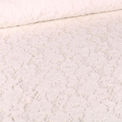 Tissu Dentelle chenille Lara Lara sur fond Blanc
