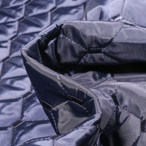 Tissu Doudoune  Kélia sur fond Bleu marine